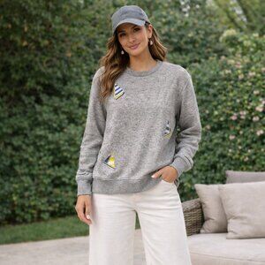 Galeries Lafayette Gray Sailboat Crewneck Sweatshirt L